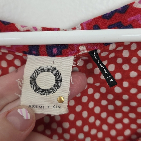 Akemi + Kin Anthropologie Red Geometric Boho Summer Cute Tank Top Size Medium - Picture 5 of 8